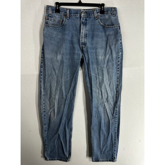 Vintage Y2K Levis 505 Straight Leg Jeans Mens 36 Blue Denim 100% Cotton DISTRESS - Picture 1 of 11